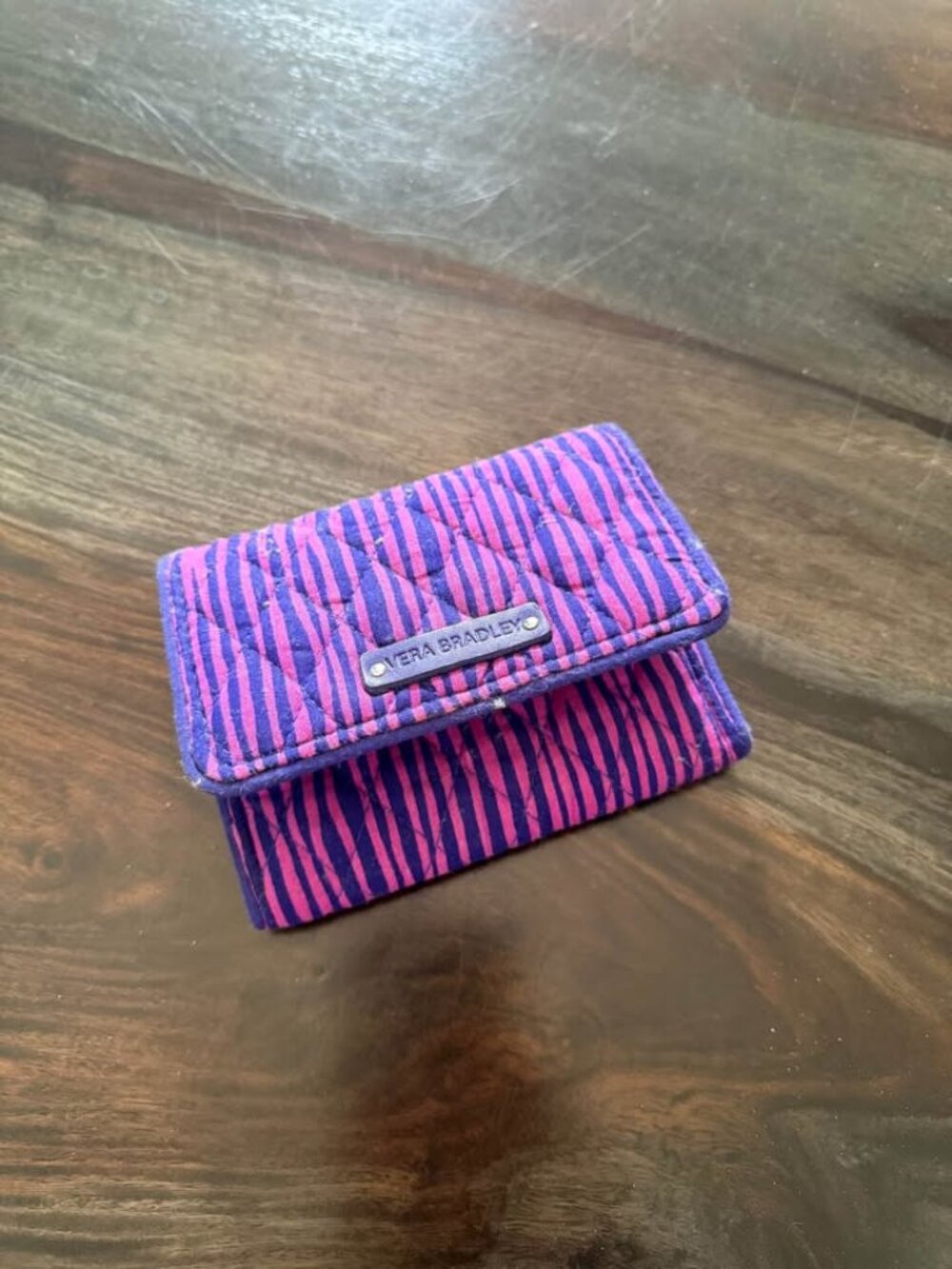 Vera Bradley Petite Trifold Wallet - Impressionista Stripe Purple & Pink